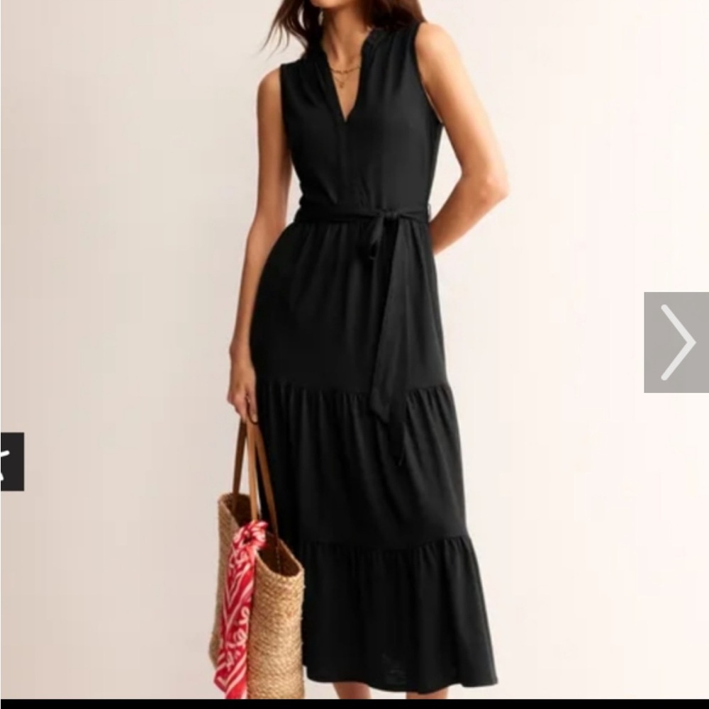 Boden Black Sleeveless Tiered Maxi Dress